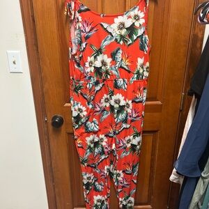 ASOS Red Floral Jumpsuit